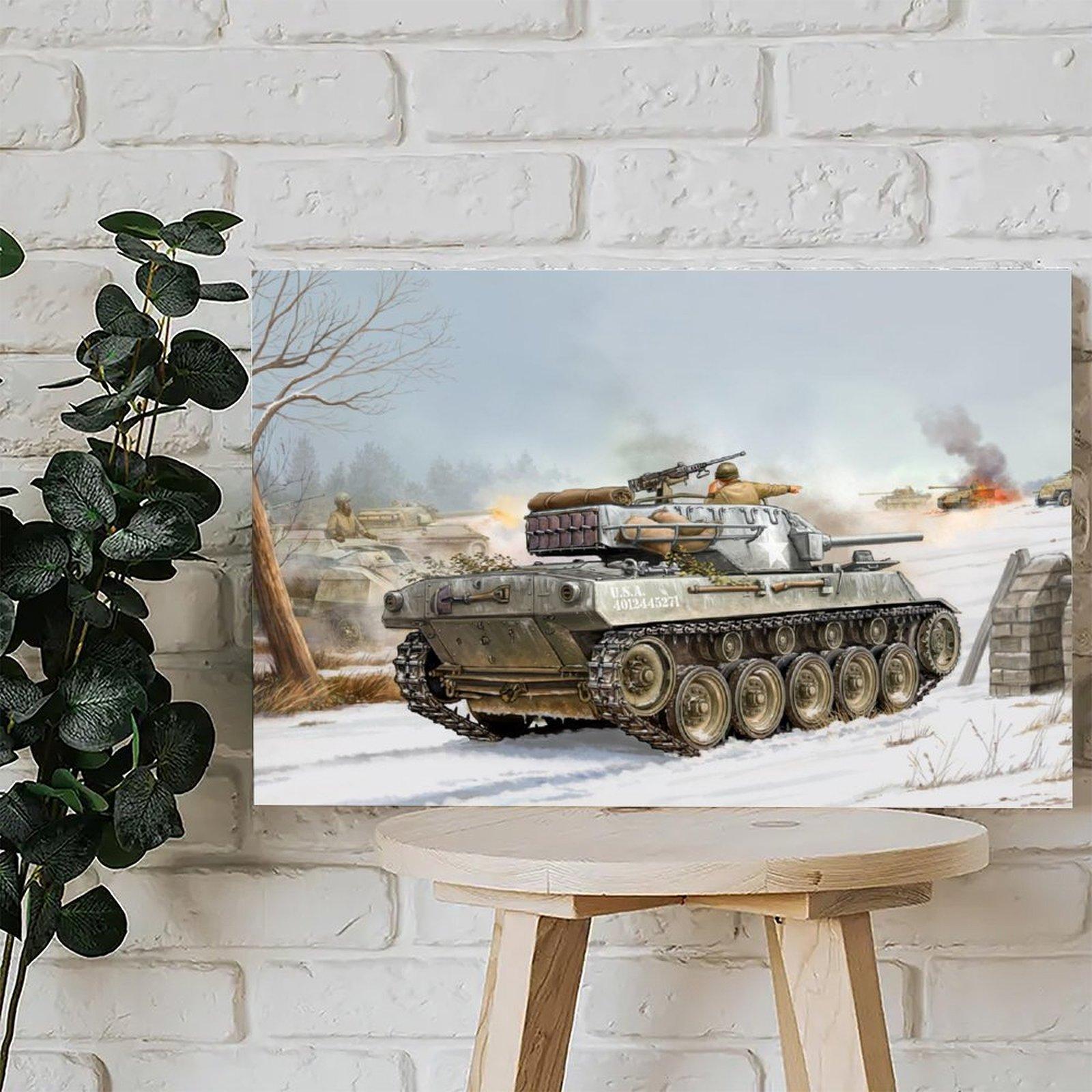 Military Tank Poster 1944 GMC M18 Hellcat World War Ll Poster Decorative Painting Canvas Wall Art Picture Print Modern Family Bedroom Decor