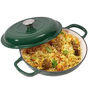 Multi-Function Enameled Cast Iron Dutch Oven with Self-Basting Lid, 3QT Cast iron soup pot, Ideal for Braising, Baking, Stewing & Soup, Works on All Stovetops Including Induction