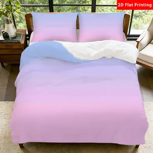 2/3 Pcs 2D Flat Ombre Color Duvet Cover Set Ombre Bedding Set Quilt Cover 1 Duvet Cover + 1/2 Pillowcases Ombre Top Sheet Decorative Bedding Bedroom Decor
