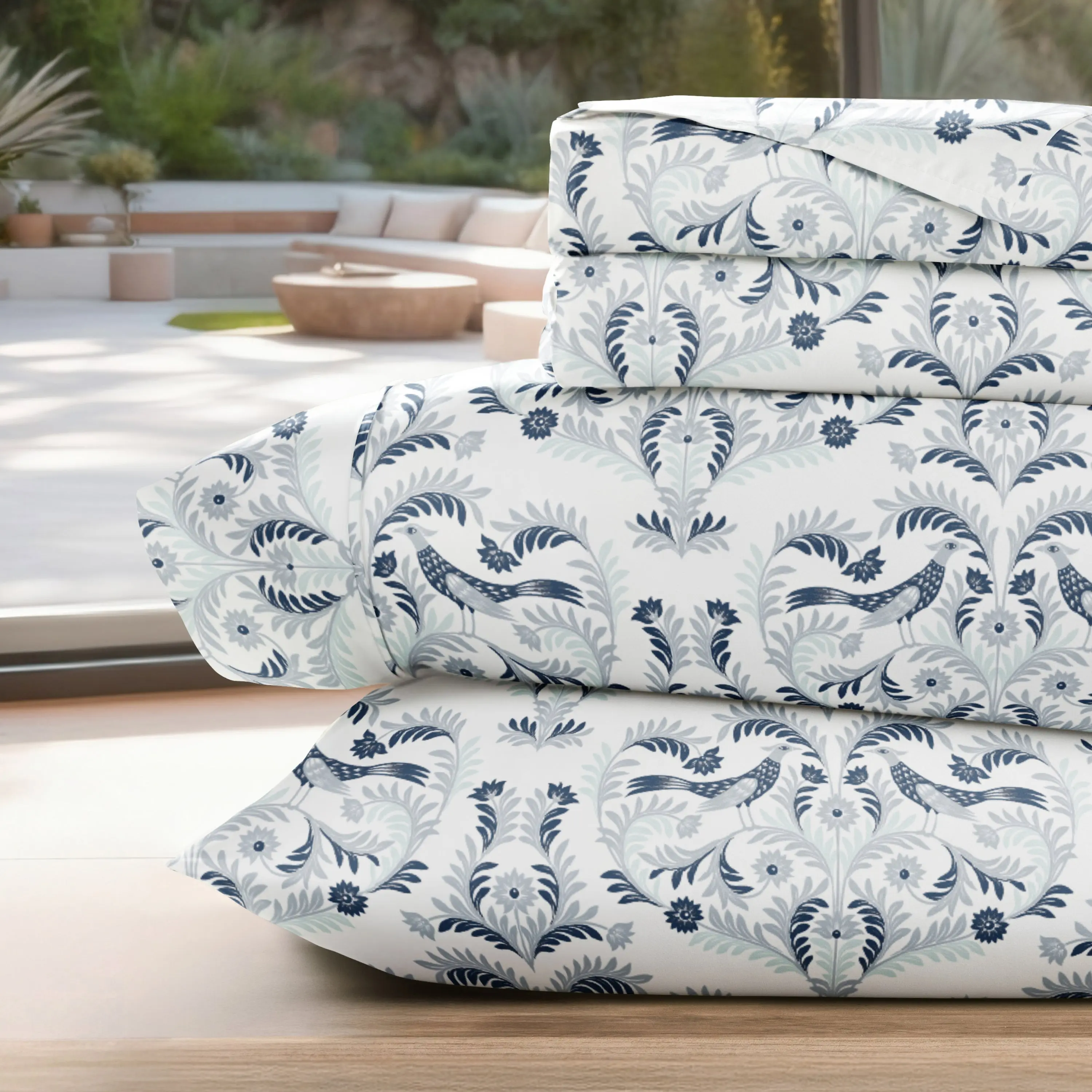 Garden Estate Pattern 4-Piece Sheet Set