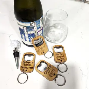 Custom Engraved Wood Keychain Bottle Opener. Great Gift. Groomsman Gift. Stocking Stuffer