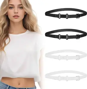 4PCS Shirt Tuck Bands Adjustable Elastic Crop Bands Shirt Cropping Belt for Women
