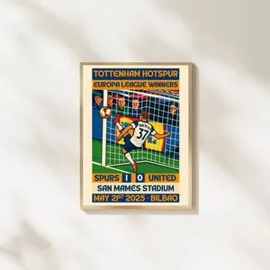 Tottenham Hotspur Europa League Winners Poster Football Poster Spurs Print Football Fan Gift Tottenham Fan Print Van De Ven Poster (UNFRAMED)