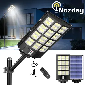 Nozday 9800W MAX  IP67 Solar Street Lights Outdoor,6500K 480000LM Highest Lumen Solar Parking Lot Lights,Waterproof Duks to Dawn Solar Flood Security Lights Motion Sensor for Yards, Driveways