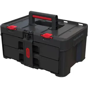 Keter Stack-n-Roll Two Drawer Tool Box for Small Parts and Power Tool Accessories, Fits Keter Modular Tool Storage System