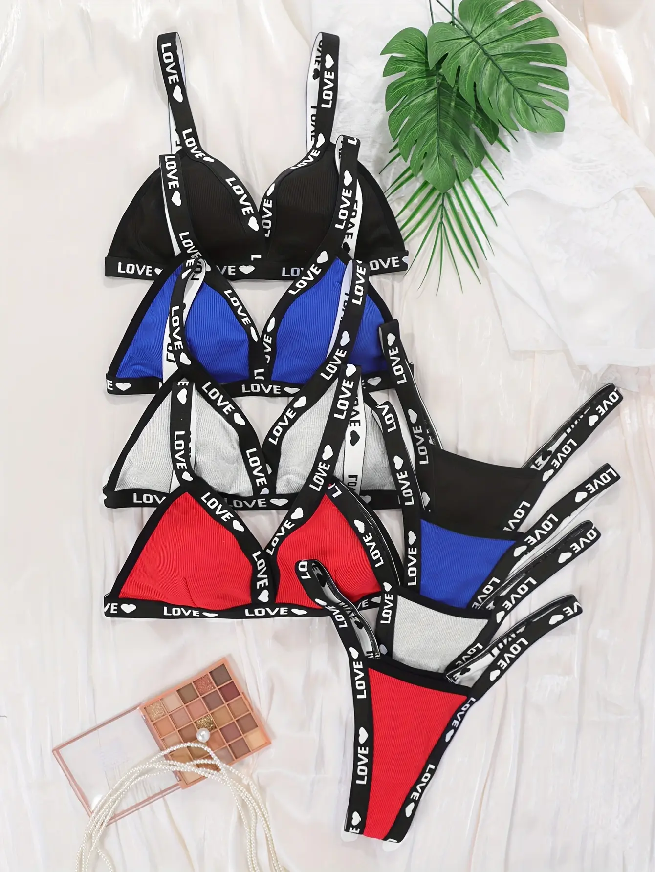4 sets lovely straps bra panties sets elegan design bra tops wireless no padding bra underwear sets Womenswear