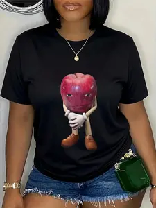 100% Cotton Unisex Me Asf Apple Funny Apple With Face Meme Wapple T-Shirt Graphic Vintage Casual Round Neck Tshirt