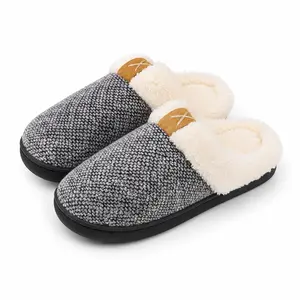 Women's Knit Fuzzy Washable Slippers Soft Plush Slip-On Scuff House Bedroom Slippers Comfortable Cozy Gift for Ladies Halloween Themed EVA Garden Shoes Casual Outdoor Slip-On Design Optimal Relaxation Cleat Upgrade - Black