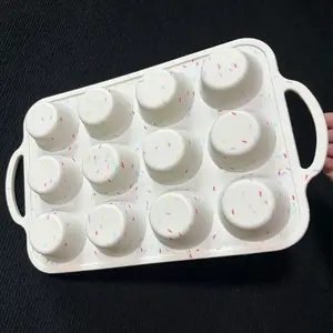 1Pack Silicone Muffin Pan for Baking with Metal Reinforced Frame, 12 Cup Regular Size Cupcake Pan, Silicone Muffin Tray, Cupcake Baking Pan Bite Molds for Oven Dishwasher Safe Baking Tools, Baking Supplies