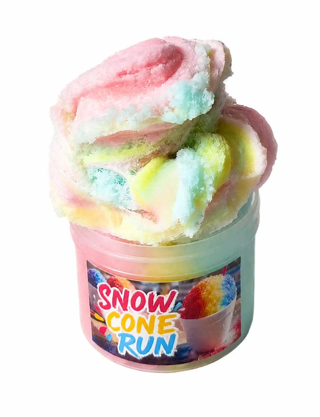 Fluffy Tri-Colored Drizzly Scented ICEE Blue Raspberry Snow Cone Themed Slime - Stress Relief Classic Novelty Toy for 10-12 Yrs, with Activator Pen, Swirls, Icee Texture