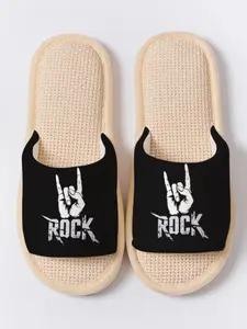 Rock On Hand Gesture "ROCK" Slippers Cloud-Feeling Edgy Hardcore Street Style Indoor Outdoor Must-Have