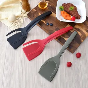 2 in 1 Grip and Flip Spatula, Multifunctional Egg Flipper Tong, Pancake Fish Making Tool for Home Kitchen, Kitchen Utensils Gadgets