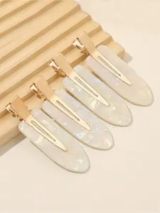 4pcs Women Flat Hair Clips Set, Transparent Clips, Super Cute Clips, Cute Design for Daily Use & Makeup, Perfect for All Seasons, Stylish Accessory for Women