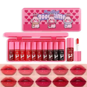 10-Piece Glossy Lip Gloss Set, Moisturizing Non-Sticky Lip Balm, Glass Texture Lip Stain Kit, Brightening Hydrating Lip Care Products, Glossy Lip Tint