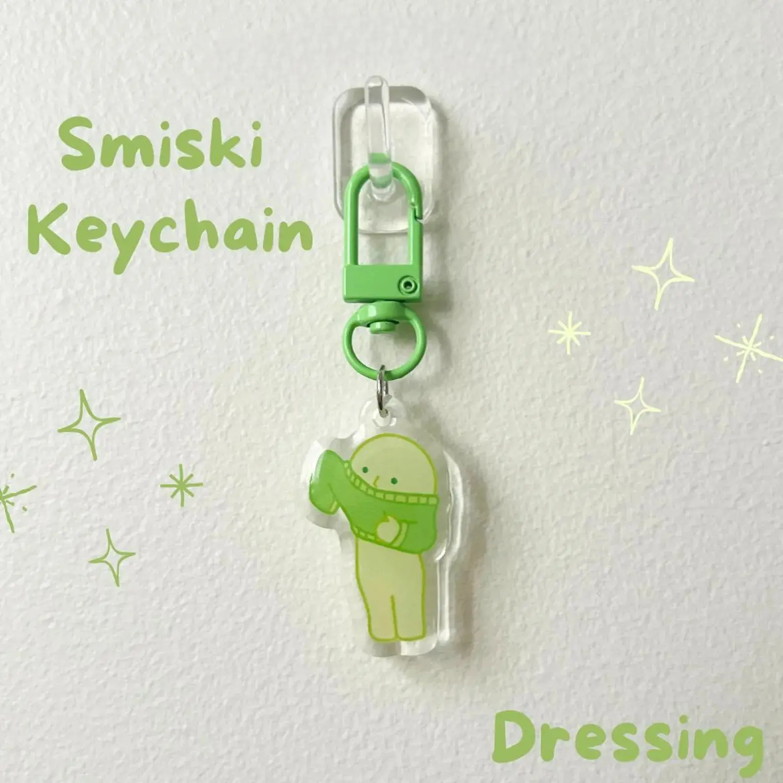Smiski Acrylic Keychain, Green Guy Dressing Kawaii Charms - Cute Bag Accessories, Collectable Keychains For Backpack, Bag, Great For Party Favors & Little Gifts!