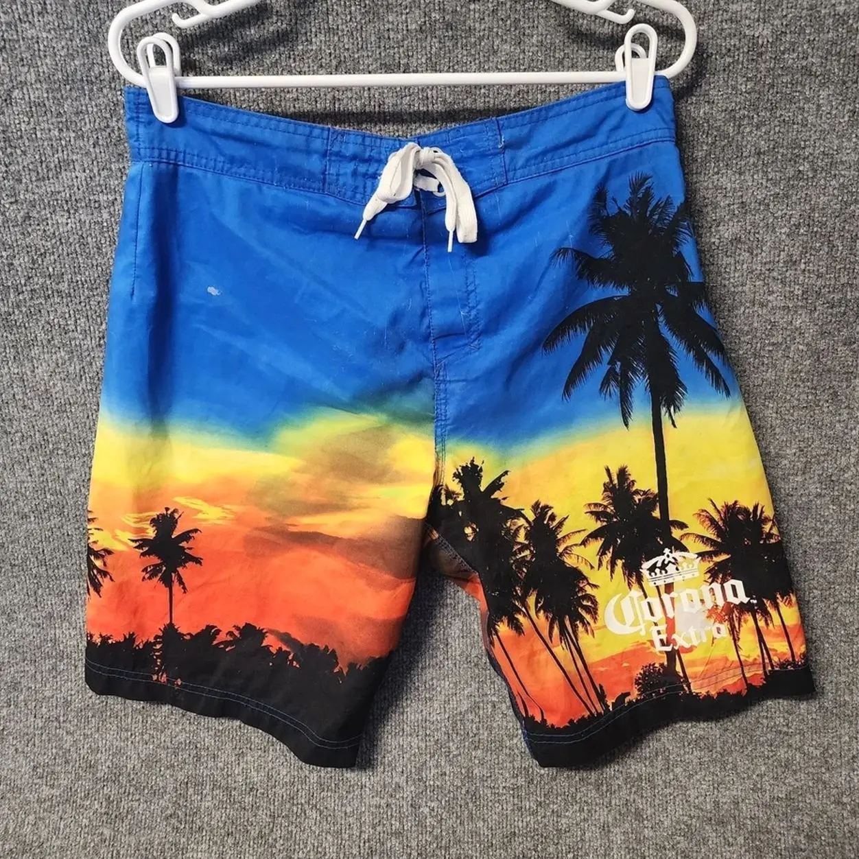 Corona Extra Board Shorts Mens  Beer Logo Hawaiian Palm Tree Swim Trunks CMI