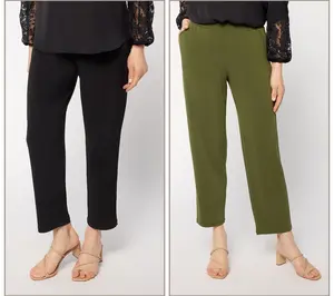 Susan Graver Essentials Regular Set of 2 Liquid Knit Ankle Pants