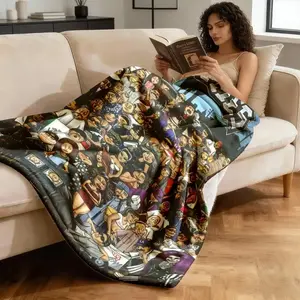 Homies Street Hip Hop Cartoon Theme Soft Flannel Blanket, Warm Cozy Lightweight Throw Blanket, Versatile Blanket for Bed Sofa Home Office Car, Trendy Home Decor, Ideal Holiday Gift for Family & Loved Ones