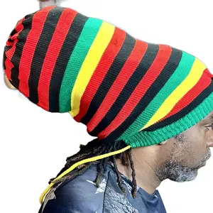 Hand knitted Rasta hat - Striped