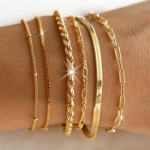 6PCS Elegant Thin Bracelet Set for Women, 14K Gold Plated Stackable Bracelets, Dainty Cuban Link Paperclip Chain Beaded Rope Bracelet, Waterproof Non Tarnish Fashion Jewelry, Trendy Gifts for Women & Teen Girls 6PCS Elegant Thin Bracelet Set for Women, 14K Gold Plated Stackable Bracelets, Dainty Cuban Link Paperclip Chain Beaded Rope Bracelet, Waterproof Non Tarnish Fashion Jewelry, Trendy Gifts for Women & Teen Girls