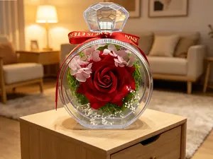 Giant Encounter Rose Real Flower Gift Box with Valentine's Day Perfume Bottle and Preserved Flowers, ideal for couple gifting, suitable for birthdays, confessions and proposals, home decorative ornaments, Mother's Day, anniversaries and wedding favors