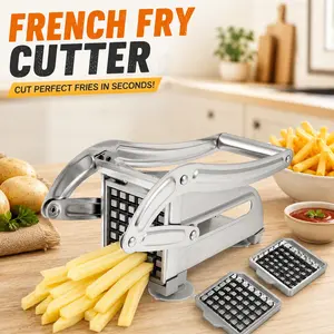 ONESHOW French Fry Cutter, Stainless Steel Potato Chipper with 3 Blades, Manual Vegetable Slicer for Home Kitchen, Deals for You Days