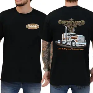 Peterbilt Overloaded Graphic T-Shirt – Vintage 2-Sided Trucker Tee Featuring Chrome Big Rig Art, Perfect Gift for Diesel Mechanics, Peterbilt Fans & Classic Truck Enthusiasts