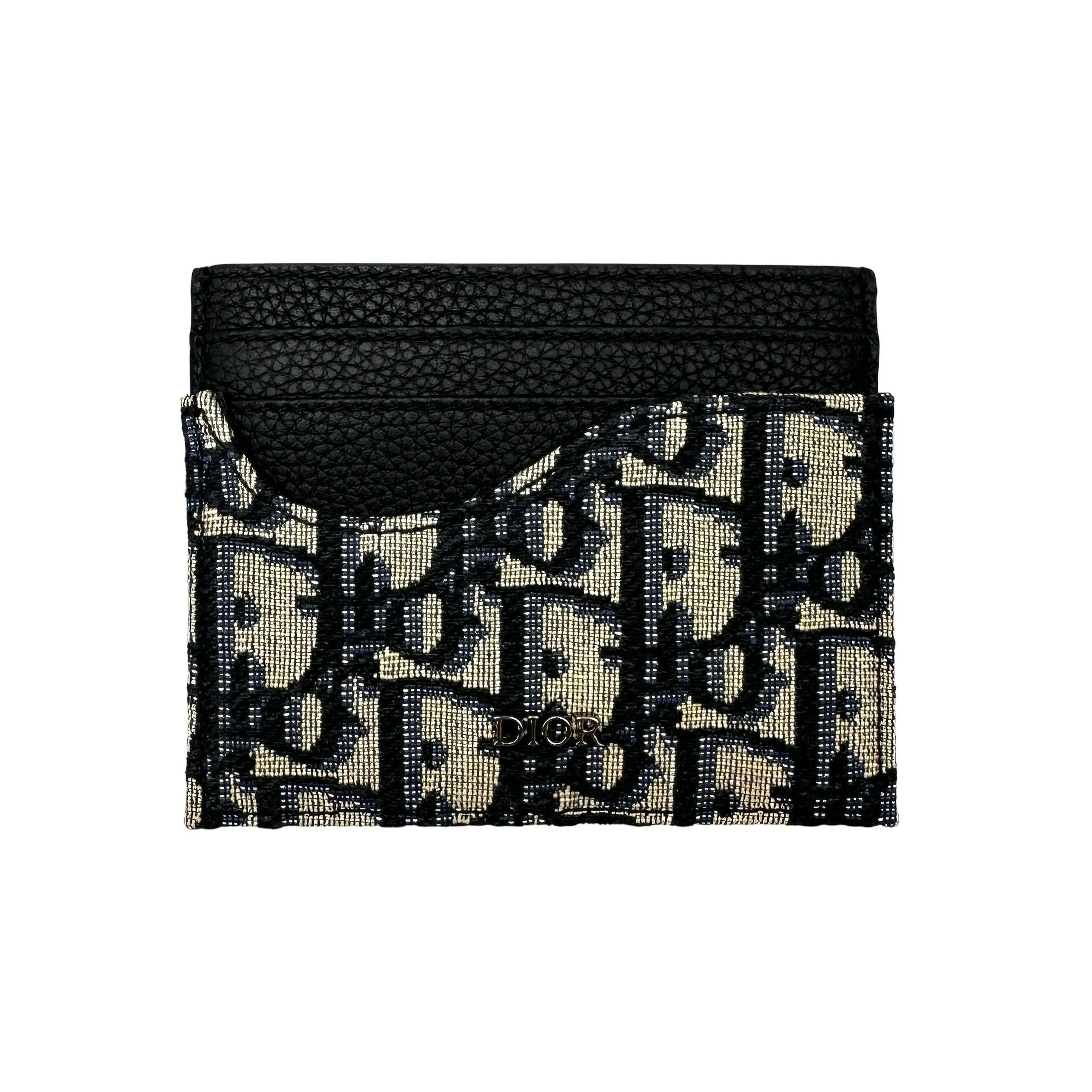 Pre-owned Dior Calfskin Small Leather Goods Oblique Jacquard Card Holder