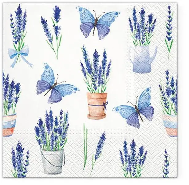 Flowers Napkins Lavender Decorative Floral Paper Decoupage Napkin #5018