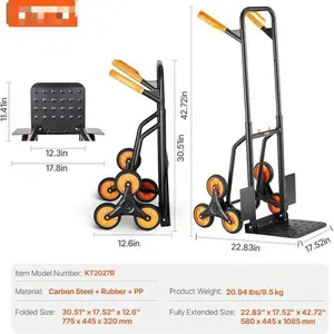 260 Lbs Capacity Stair Climbing Cart - Heavy-Duty Folding Hand Truck | 10 Wheels, 2 Elastic Ropes | Home/Moving/Warehouse Dolly various tool