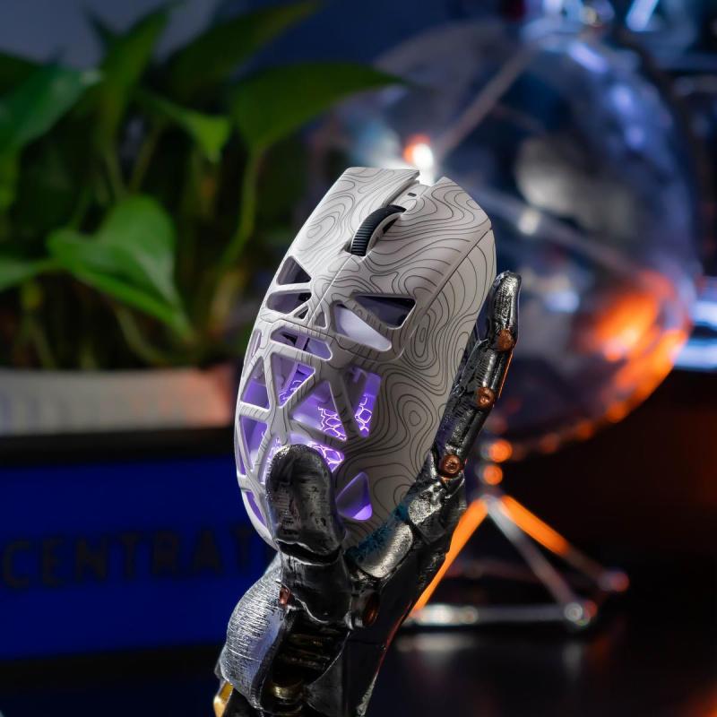 G11 Skeleton Wireless Gaming Mouse PAW3311 RGB Glow Tri-mode Bluetooth Transparent Shell Fast Response Rechargeable FPS Mouse Tiktokshop Lightweight, Gaming with Side Button, Hollowed-out design, White/ Black for Laptop