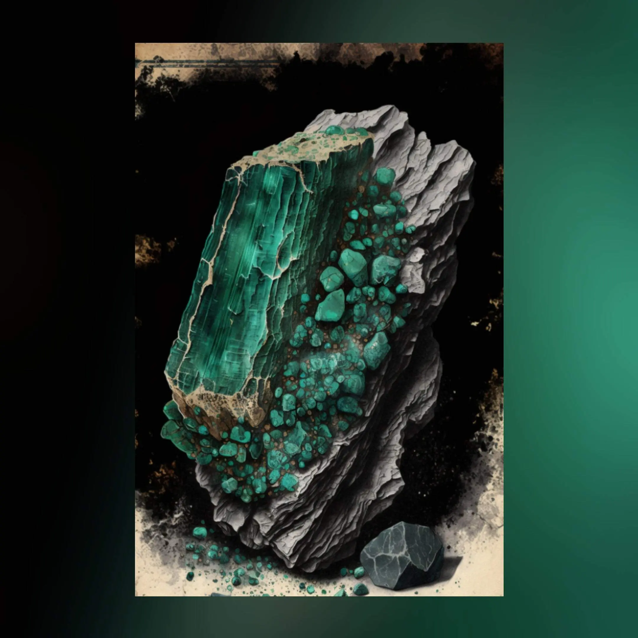 Dark Malachite Canvas Print - Crystal Art for Home or Office - Apothecary Decor