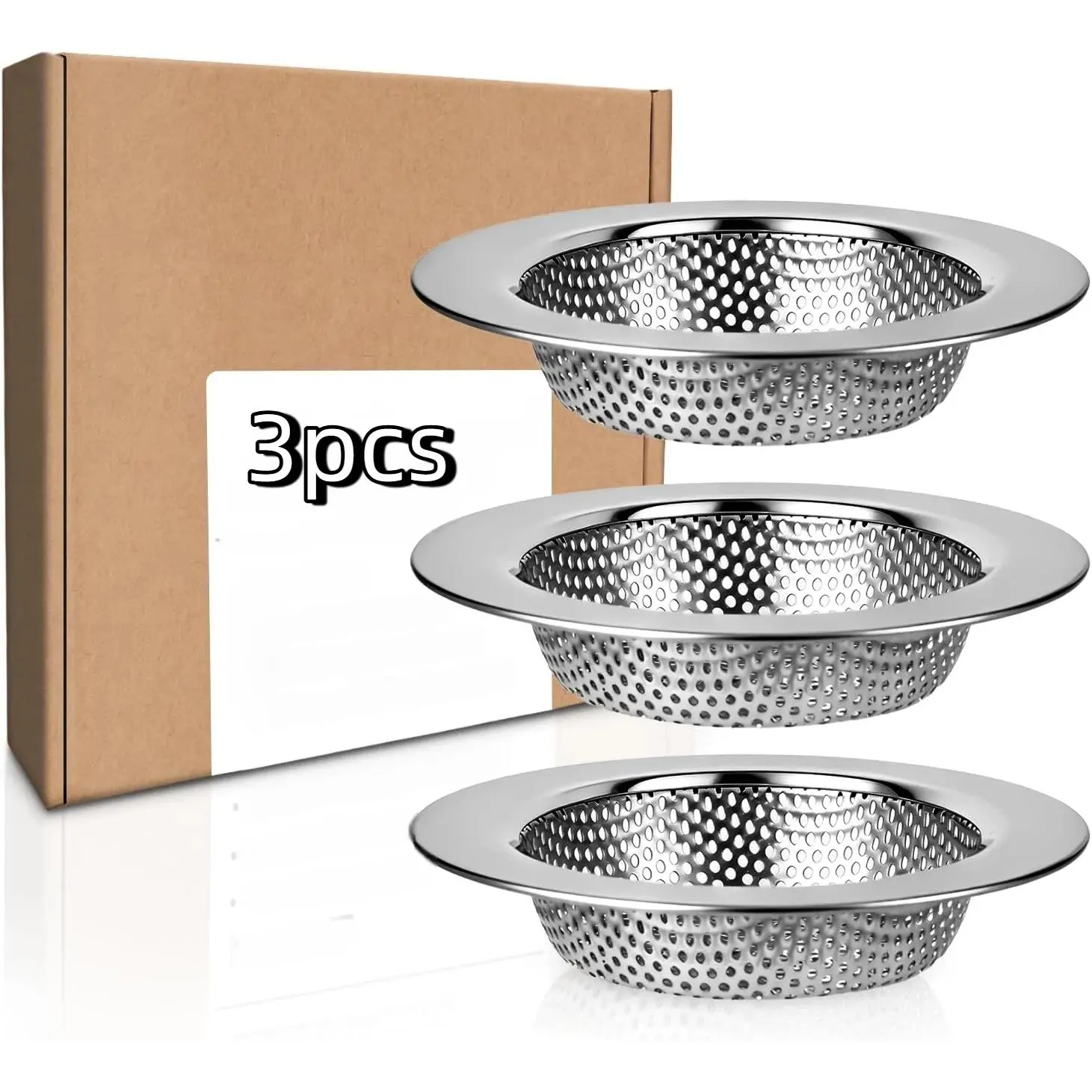 【SummerVibes】3 Pcs Kitchen Sink Strainer,Stainless Steel Sink Stopper, 304 Stainless Anti-Clogging Sink Food Catcher Basket for Standard Sinks & Garbage Disposals