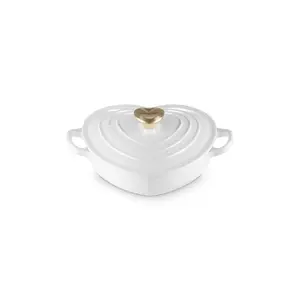 Le Creuset Enameled Cast Iron Traditional Shallow Heart Cocotte, 1.25 Qt., Light Gold Heart Knob