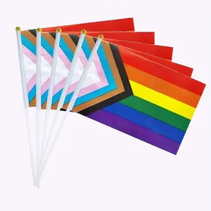 10pcs Rainbow Pride Flag Mini Flags 5*8inch, Vivid Color And Fade Proof -Gay LGBT Pride Day Month Parade LGBTQ Community Banner Flags
