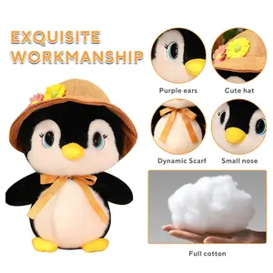 9.8'' Penguin Stuffed Animals Soft Plush Cute Travel with Hat Doll for Boys Girls for Birthday Gift,Black Friday,Christmas Gift