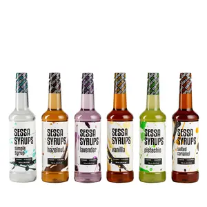 Sessa Syrups Sugar Free Sampler (25.4 Fl Oz, Set of 6) With Pumps in a Sessa Syrups Branded Bag