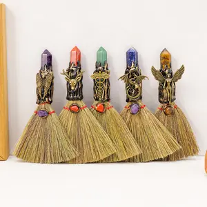 Natural Quartz Witch Broom, Reiki Gemstone for Cleansing & Healing, Feng Shui Energy Tool, Healing Stones Decor, Unique Halloween Gift Idea
