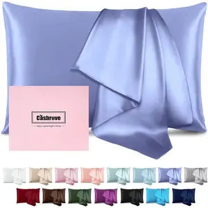 Silk Pillow Cases Mulberry Silk Pillow Cases Soft Breathable Both Sided Natural Silk Pillowcase with Zipper Beauty Sleep Silk Pillow Cases 1 count for Gift (Standard, Cornflower Blue)