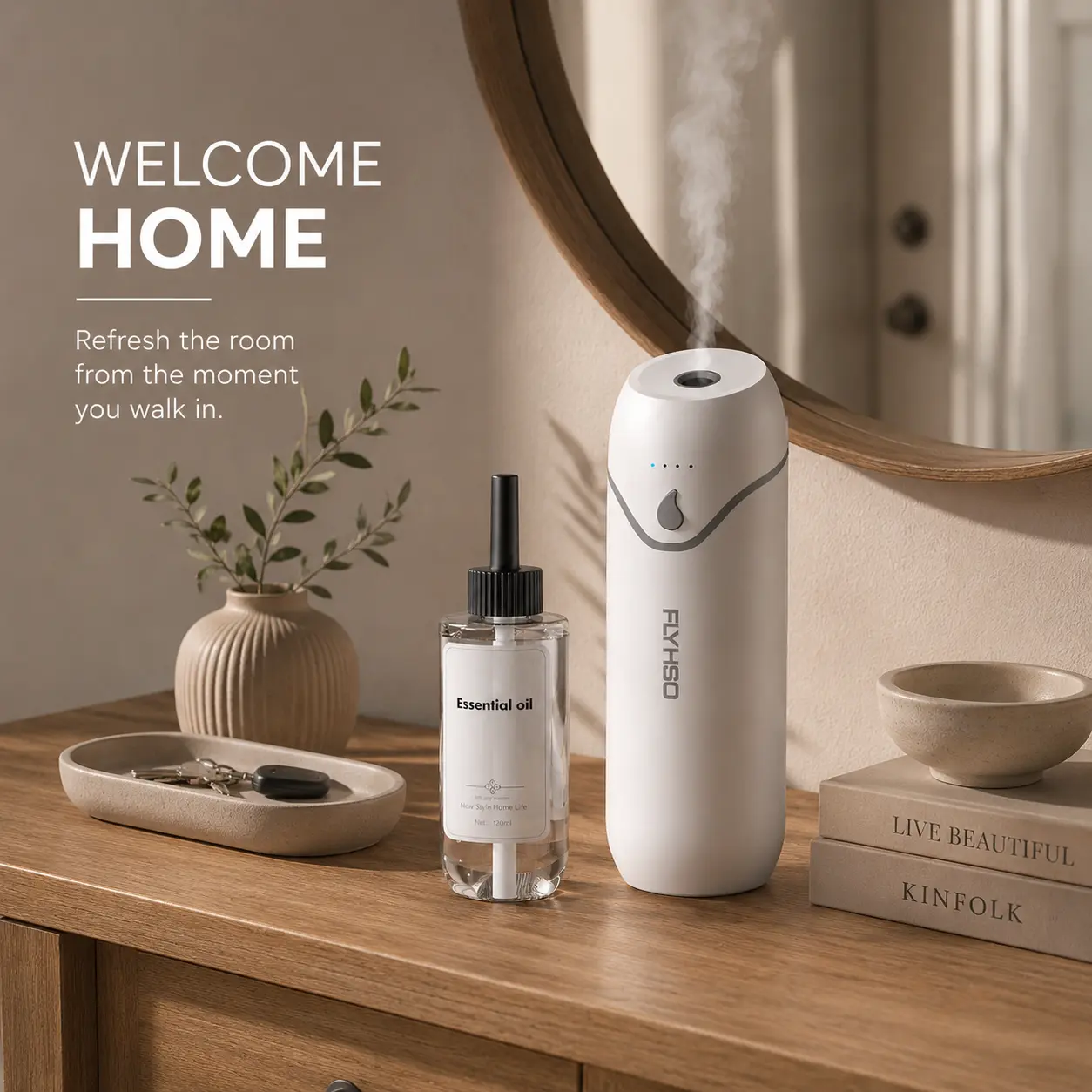 Automatic Air Freshener Dispenser - Fragrance Machine, Timed Wall-Mounted, Column Shape, Plastic Body, Bathroom Freshen Solution for Home