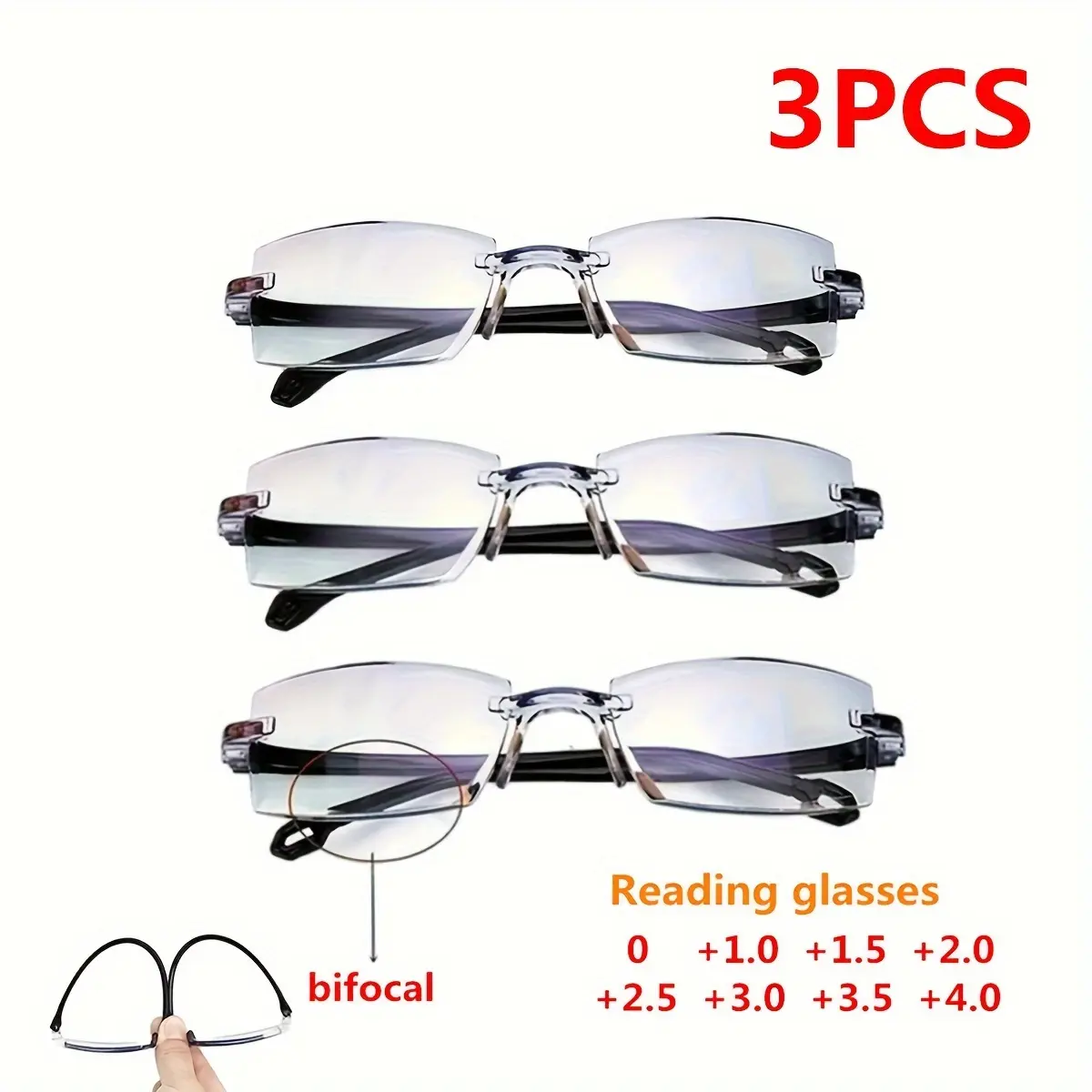 Modern Full Rim Eyeglass Frames, Unisex Polycarbonate Bifocals for Near/Far Vision Correction
