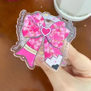 Teacher Heart Bow MagSafe Phone Grip – Pink Pencil Bow Magnetic Pop Socket Kickstand for iPhone, Cute Teacher Gift