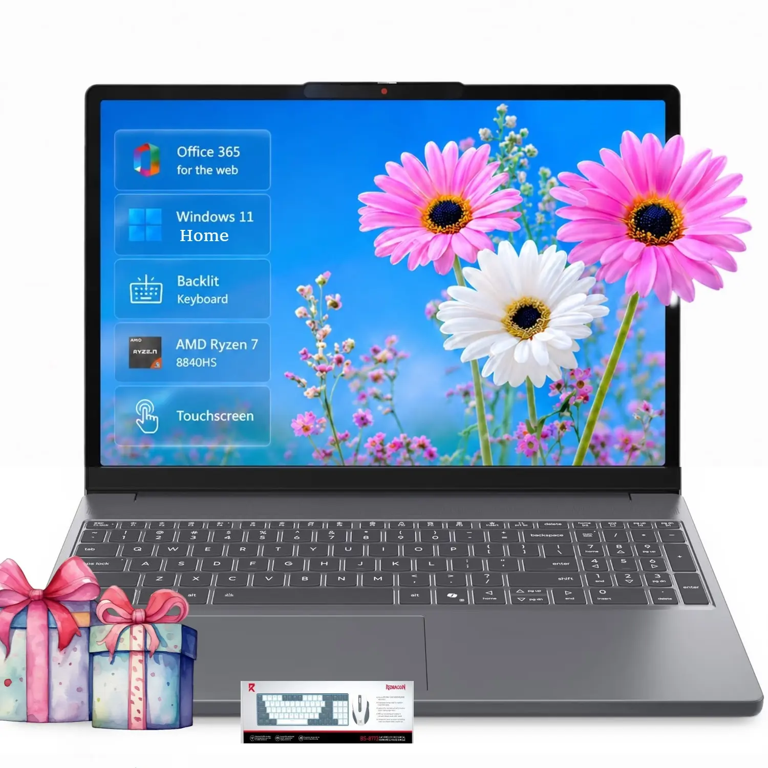 Lenovo 15.3‘’ Touchscreen Laptop Ryzen 7 8840HS Gray 2026,up to 32GB 1TB SSD, 1080p FHD IR camera, Radeon 780M graphics, Win 11 Home, Backlit keyboard,Bundle Accessories