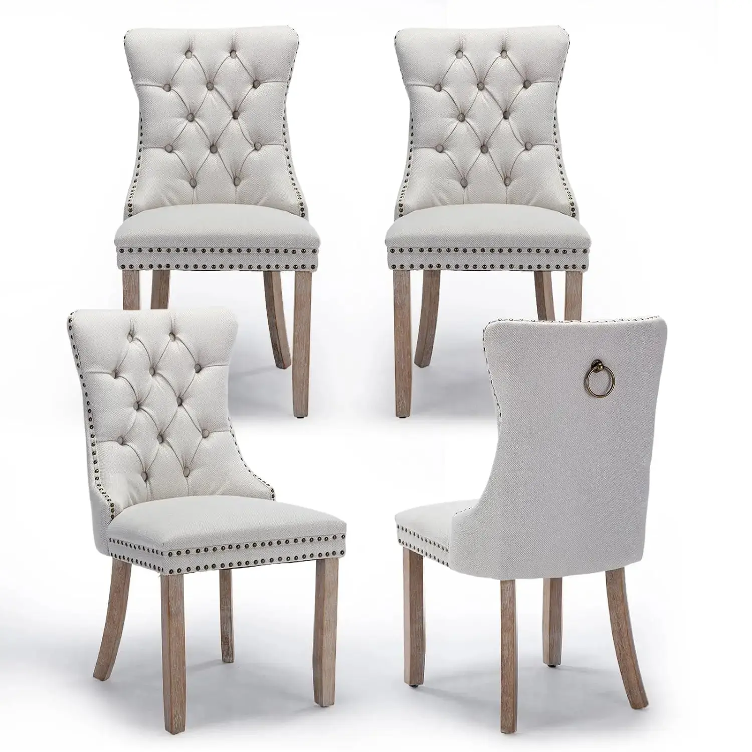 velvet  Upholstered Tufted Dining Chair Set of 4 w/ Nailhead Trim Wood Legs for Dining Room Restaurant Gold, Customized