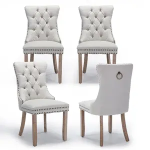 velvet  Upholstered Tufted Dining Chair Set of 4 w/ Nailhead Trim Wood Legs for Dining Room Restaurant Gold, Customized
