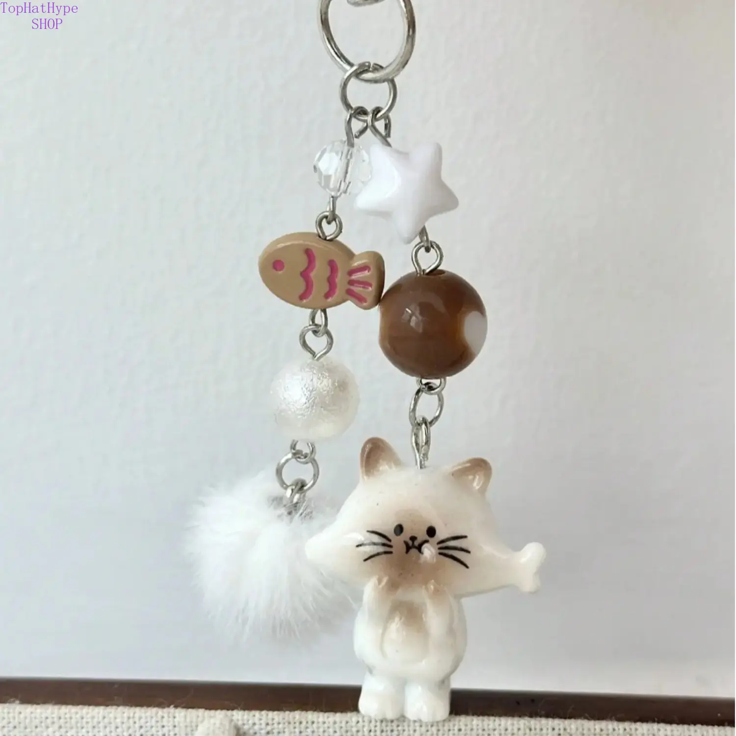 Cute Cartoon Fish & Star 3D Keychain Charm, Trendy Fuzzy Ball Animal Motif Bag Charm Keychain, Unisex Fashion Accessory Gift for Men-Women, Cute Keychains