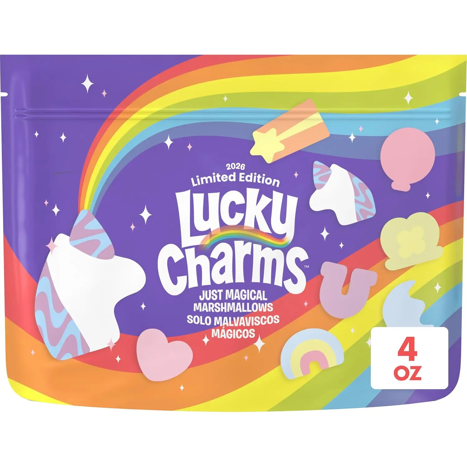 Lucky Charms Just Magical Marshmallows, Limited Edition Snacks, Dessert Ingredient and Topping, 4 oz