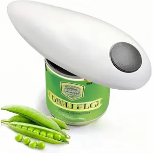 One-touch Electric Can Opener Suitable for Almost All Can Sizes, Suitable for Elderly with Arthritis, Handheld Battery-powered Can Opener, Smooth Edges, Food Safety Kitchen Gadget, Automatic Can Opener for Kitchen Use (White)
