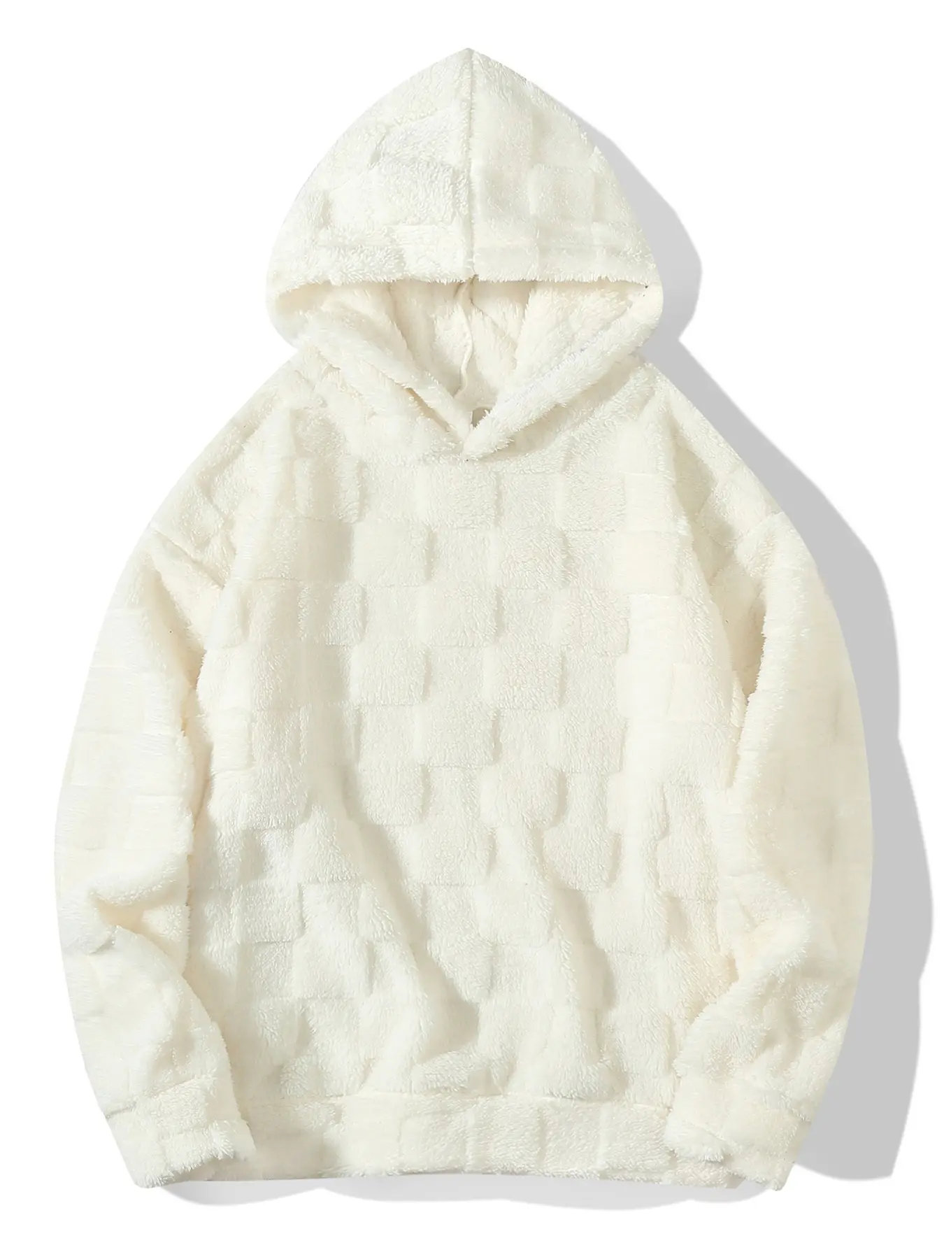 Men's Fall Winter New Hooded Fleece Sweatshirt, Hooded Sweatshirts, Heavyweight Fleece Hoodie, Modern Small Grid Fashion Trendy Men's Clothing, Casual Long Sleeve Pullover