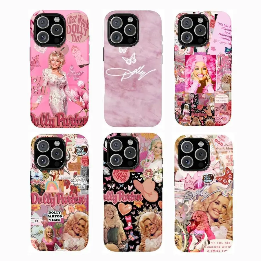 Dolly Parton Vintage Princess Collage Smartphone Casing, Pink Cute Aesthetic Phone Accessory with Protection, Compatible with iPhone 11-17 Pro Max/Plus & Samsung Galaxy S23-25 Devices